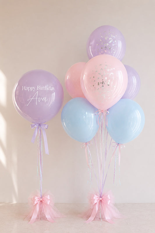 North Idaho Wildflower glass-finish balloon bouquet detail